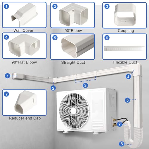 3" x 10Ft Mini Split Line Set Cover Kit with Flexible Duct for AC Protection