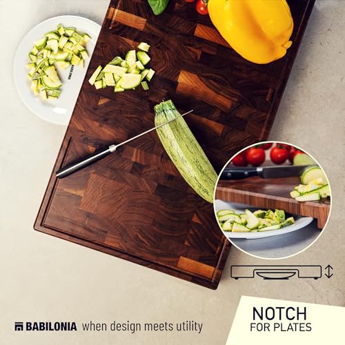 Black Walnut End Grain Cutting Board - 19.7 L x 12.2 W Reversible Butcher Block with Organic Oil