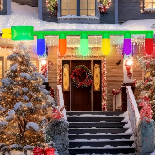 Giant 13ft Inflatable Christmas Light Bulb String with LED Lights Outdoor Decor