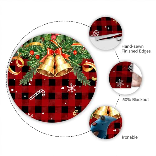 Christmas Kitchen Curtain Tiers and Valance Set Buffalo Plaid Santa