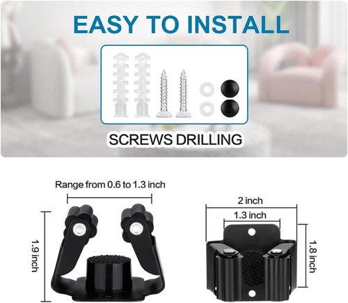 JAMEND Heavy-Duty Broom and Mop Holder | 9-Piece Stainless Steel Garden Tool Organizer - Wall Mounted