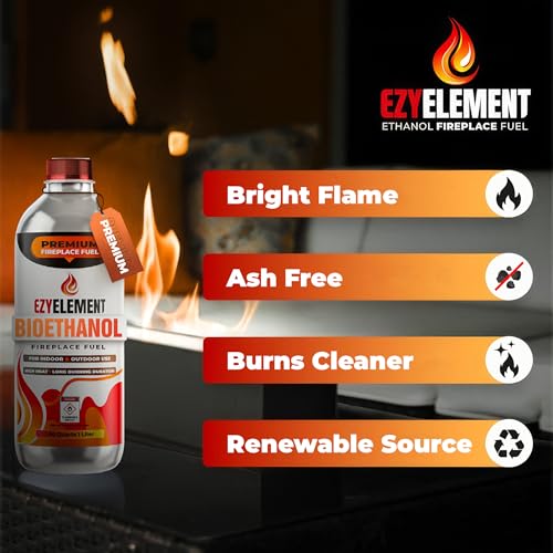 EZYELEMENT Bioethanol Fireplace Fuel 3x1L for Indoor & Outdoor Fire Pits