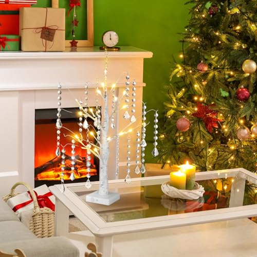 VIHOSE 6Pcs White Birch Tree LED Lights with 72 Acrylic Garland Strands