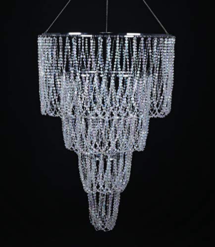 FlavorThings 24x36 Inch 4 Tiers Wedding Chandelier Iridescent Beaded Swag
