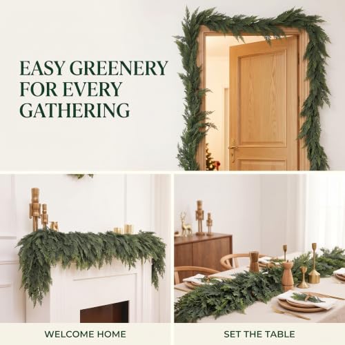 2PCS 9FT Gradient Christmas Garland Artificial Cedar Wreath Decor