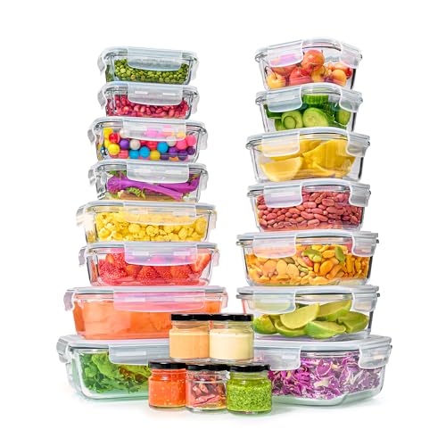 Le'raze 40-Piece Glass Food Storage Containers Set with Airtight Lids