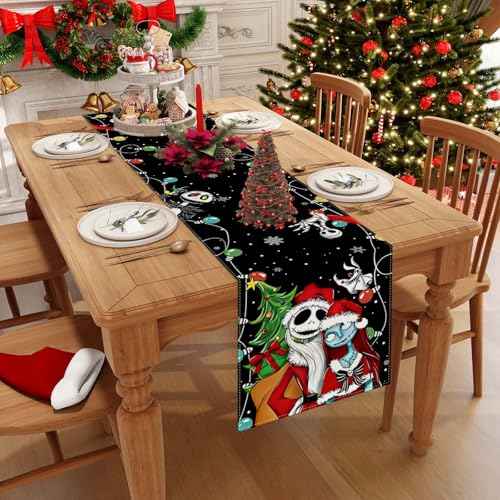 Linen Christmas Table Runner 72 Inches Long Christmas Xmas Winter Holiday Home Kitchen Dining Room Table Decorations