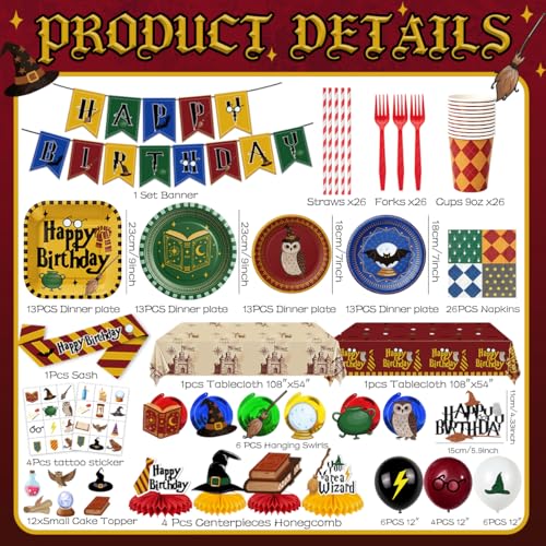 Wizard Birthday Party Decorations Set - Magical Theme for Kids & Fans