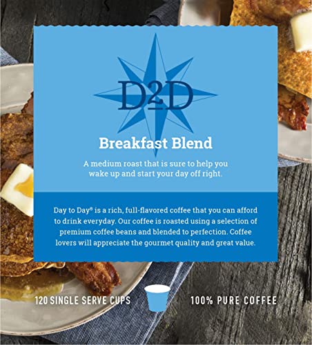 Day To Day Breakfast Blend Coffee Pods - Medium Roast, 120 Count, Keurig Compatible - Variation: Breakfast Blend / 120 Count