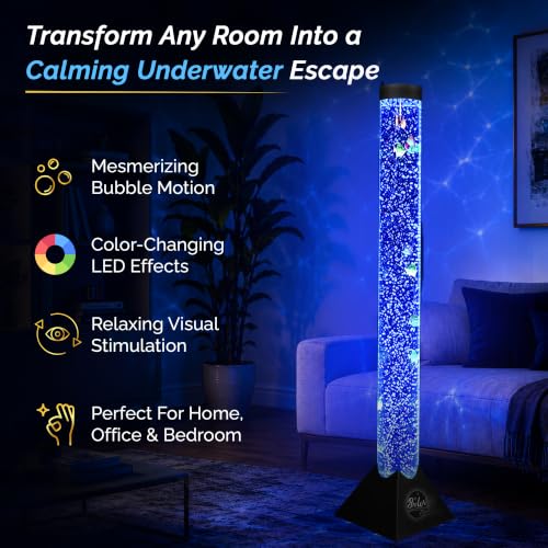 4FT Sensory Water Bubble Tube Floor Lamp - 16 Color Changing Aquarium Light Without Bracket