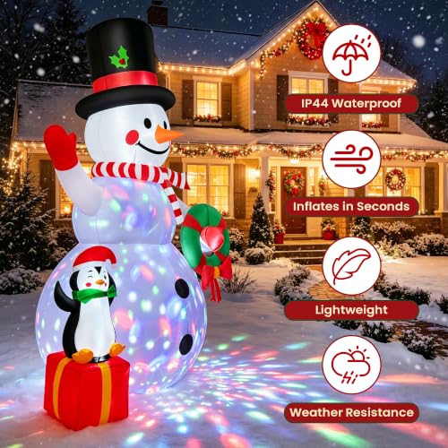 8FT Inflatable Snowman Christmas Yard Decor with LED Lights