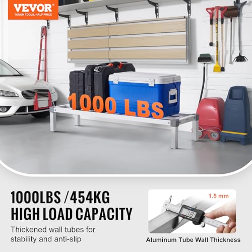 Heavy-Duty Aluminum Dunnage Rack 48x14x8 Inches, 1000 lbs Capacity, Commercial Food Floor Storage