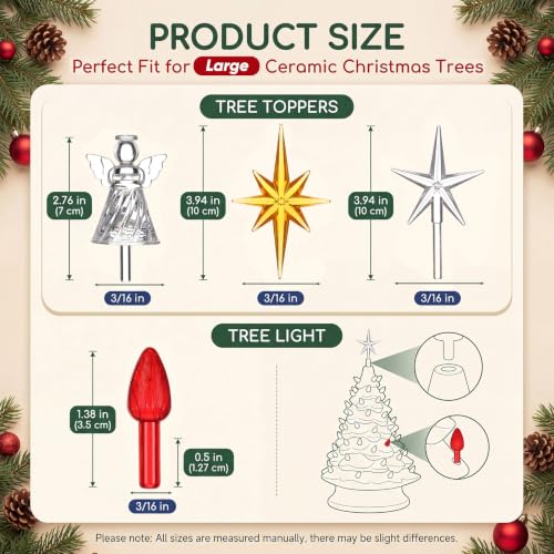 Fumete 52 Pcs Christmas Tree Replacement Light Bulbs Set with Top Decorations