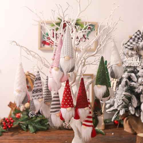 3PCS Christmas Ornaments Hanging Christmas Gnomes Ornaments Swedish Handmade Plush Gnomes Santa Elf Hanging Christmas Tree Decorations Holiday Xmas Decorations Home Christmas Decor (Pink)