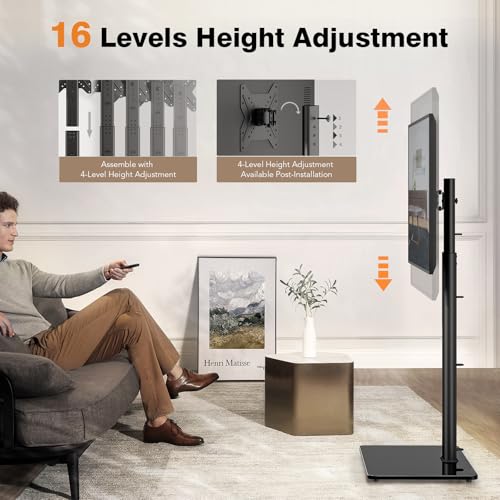 19-43 Inch Swivel Floor TV Stand with Height Adjustment & Tilt - Black
