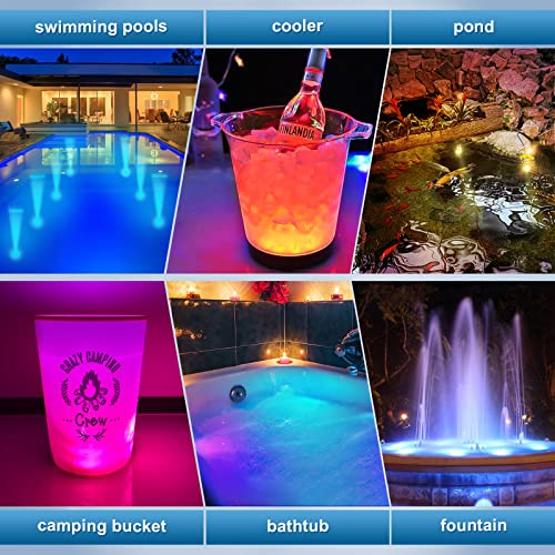 2 Pack Rechargeable Underwater Pool Lights with Remote, 16 Colors, IP68 Waterproof