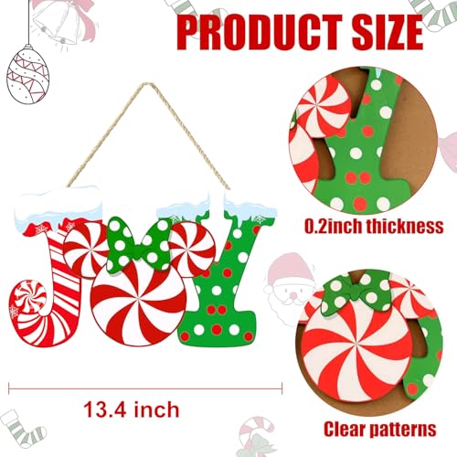 Christmas Joy Door Sign with Mouse Accent Wood Wall Hanger - Front Door Decor