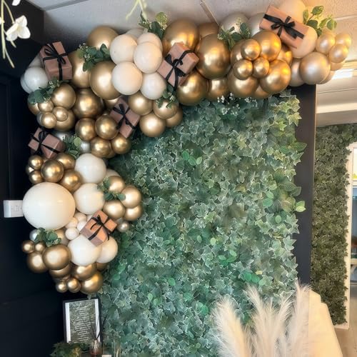 Christmas Balloon Arch Garland Kit, Pearl White Sand Metallic Gold