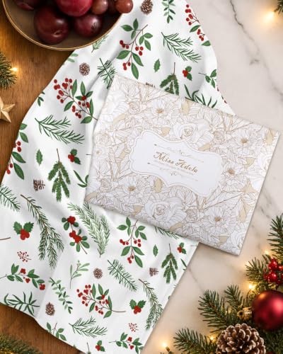 Miss Adola Christmas Frost 3-Piece Cotton Kitchen Towels 270GSM, 15 x 25 in