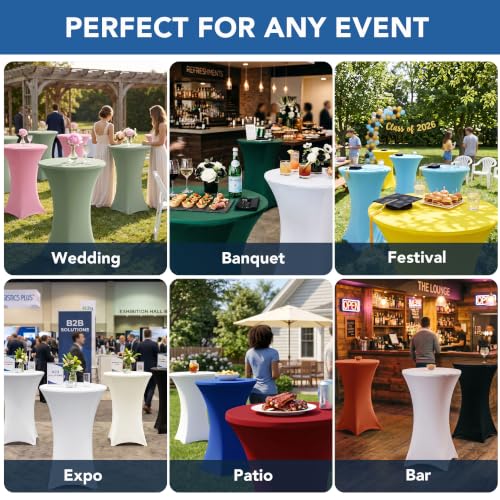 Black Spandex Cocktail Table Covers 6 Pack Fits 30-32" Diameter High Top Tables