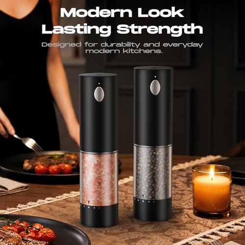Rechargeable Electric Salt and Pepper Grinder Set with Adjustable Coarseness