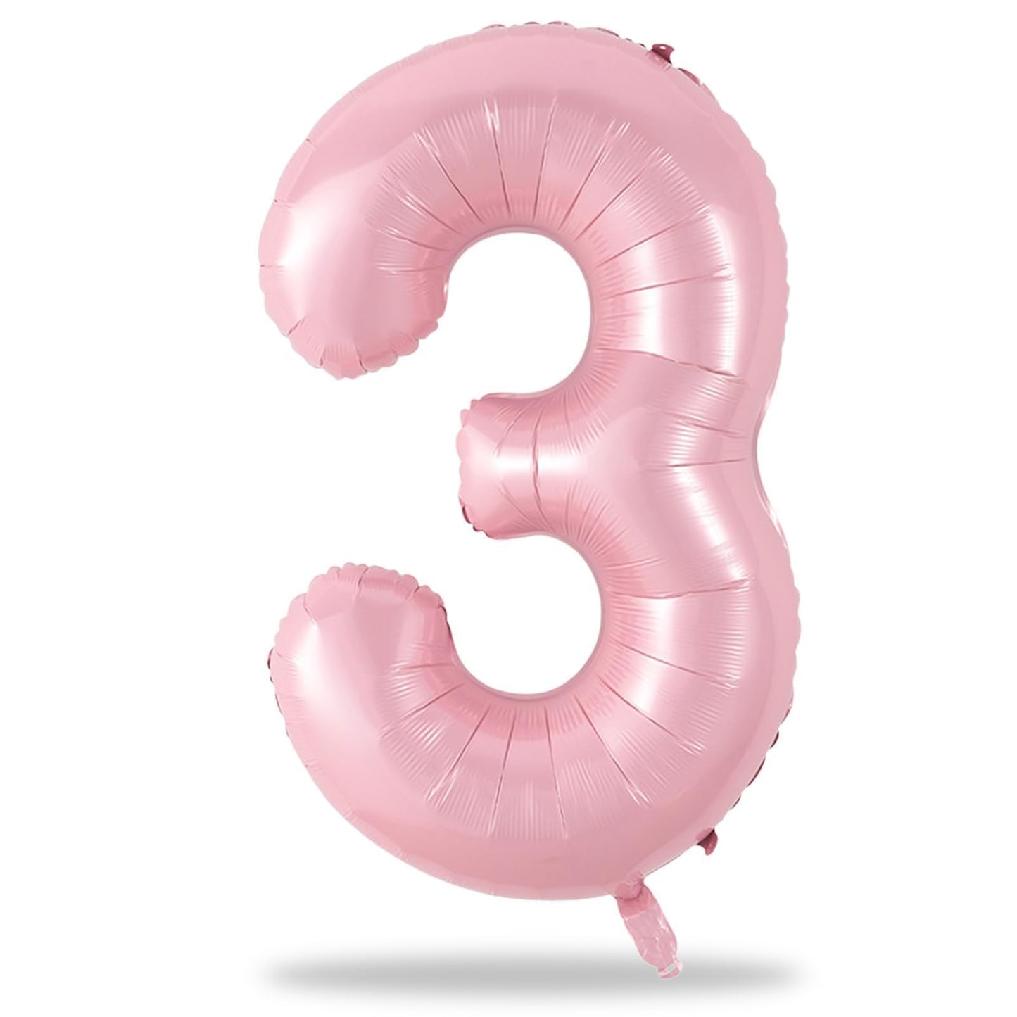 Pastel Pink Number 3 Balloon, 40 Inch Giant Pearl Light Pink Helium Foil Number 0-9 for Girls, Self Inflating 3rd Birthday Balloon for Women Anniversary Baby Shower Princess Party Decorations Supplies