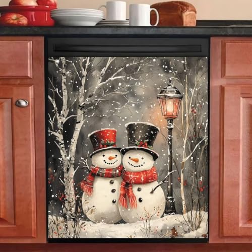 Magnetic Dishwasher Door Cover Snowman Cardial Winter Decal 23x26 in
