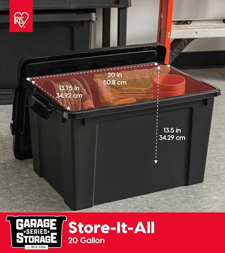 Heavy Duty Lockable Storage Totes 20 Gal - 4 Pack, Black, Stackable, BPA-Free
