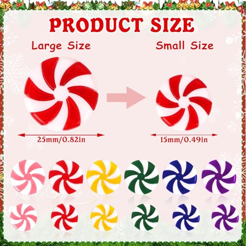 DECYOOL 120pcs Multicolour Mini Christmas Candy Cane Ornaments Christmas Tree Hanging Peppermint Ornaments Xmas Table Scatters Red and White Decorations Windmill Candy for Party Favors Supplies 15mm