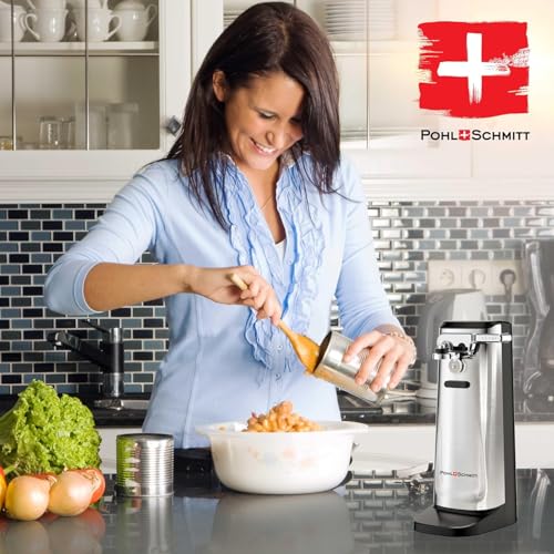 Stainless Steel Electric Can Opener, Knife Sharpener & Bottle Opener - 3-in-1 Kitchen Tool