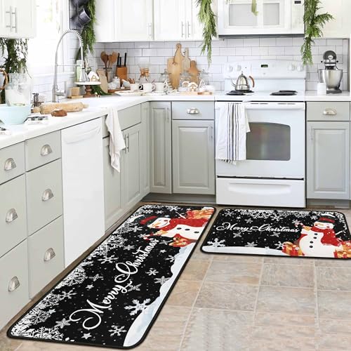 Christmas Kitchen Mats Set of 2, Decorations for Home, Snowman Rugs