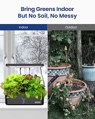iDOO 12Pods Hydroponic Growing System with LED Grow Light - Black