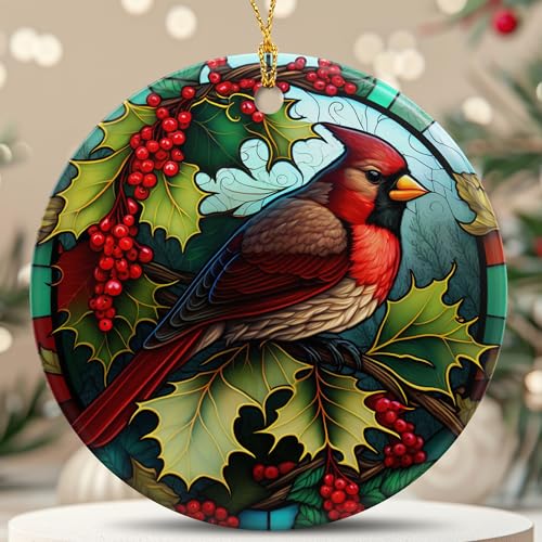 PTPLMM Cardinal Christmas Ornament - Red Cardinal Ceramic 3" Holiday Decor (Variation: Cardinal)