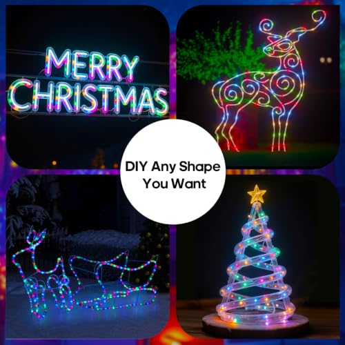 Multicolor 100Ft LED Rope Lights for Outside with Remote & Plug