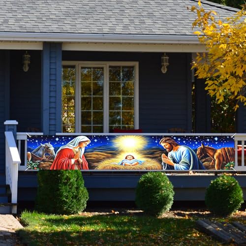 IVN Christmas Nativity Mary Jesus Banner 118 x 20 Inch