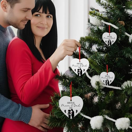 Expecting Baby Ornament 2026 - Pregnancy Announcement for Husband, Wife & Family - Pregnancy Christmas Ornament, Gifts for Expecting Mom, New Mom, New Dad, New Parents - Heart Ceramic Ornament