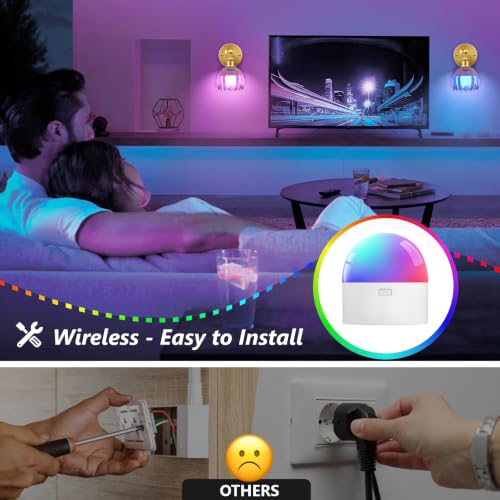 Gold-Pink Vintage Battery Operated Wall Sconce Set of 2 – Wireless Dimmable LED Lamps with Remote for Bedroom Living Room