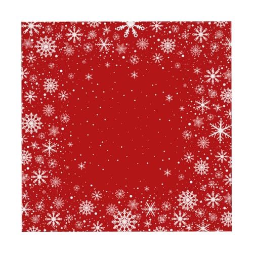 Kawani Multi-Color 52 Inch Christmas Square Tablecloth with Snowflakes - Winter Holiday Decor