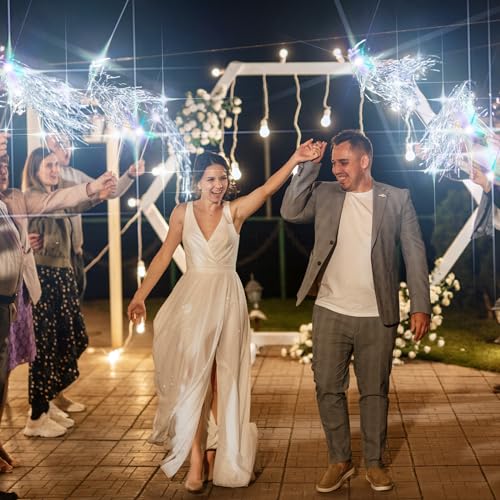 Simgoing Silver LED Lighted Wands 100 Pcs Wedding Party Streamers