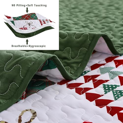 Mybedsoul Queen Christmas Quilt Set - Patchwork 3-Piece, Includes 2 Shams, Holiday Comforter