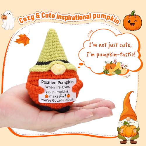 Halloween Basket Stuffers for Women - Cute Inspirational Thanksgiving Pumpkins Decor Fall Gnome for Autumn Harvest Decorations Birthday, Emotional Cheer Support for Men Kids Teens Friends