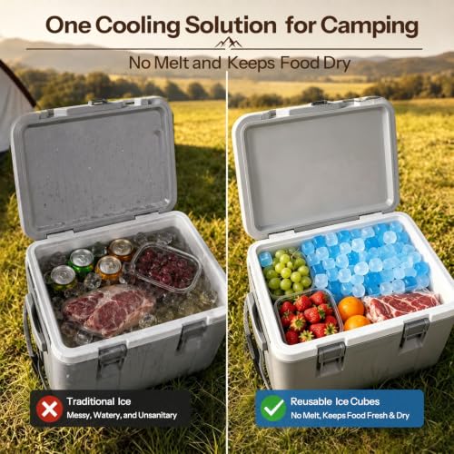 Blue Reusable Ice Cubes 800 Pack - Large Bulk for Drinks & Outdoor Use