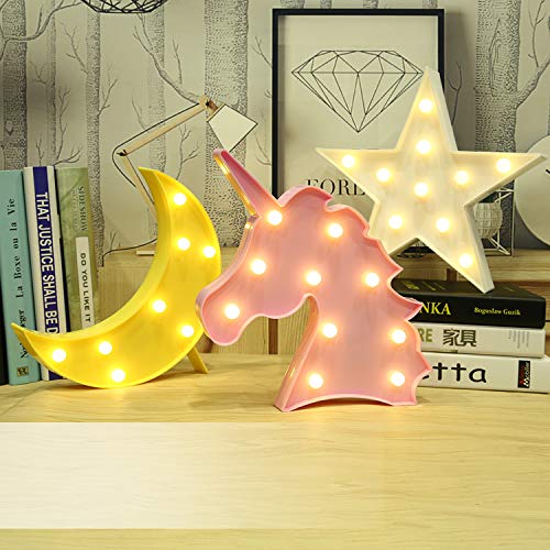 Novelty Place Star Marquee Sign Lights, Warm White LED Lamp - Living Room, Bedroom Table & Wall Christmas Decoration for Kids & Adults - Battery Powered 10 Inches High