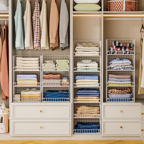 6-Tier Stackable Closet Organizer Shelves White - Clothes & Storage Bins