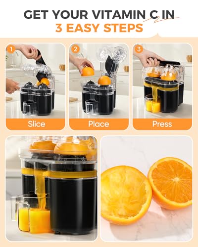 Electric Citrus Juicer with Dual-Head & Built-In Cutter - Fast 200W Juice Extractor