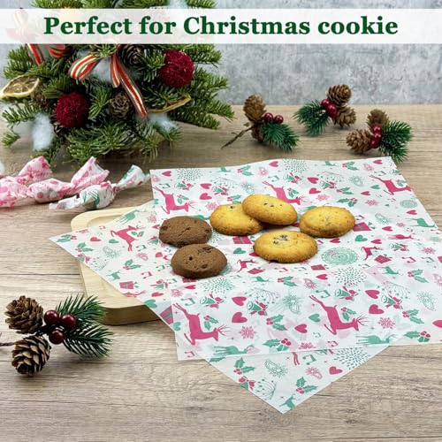 Reindeer Christmas Wax Paper Sheets 100 Pack Grease Proof Food Wraps