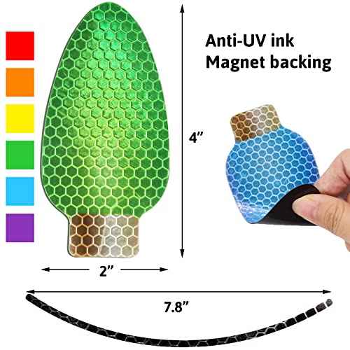 Fancy Land Reflective Christmas Car Decoration Magnetic Christmas Lights for Car Garage Refrigerator 4¡± 12 Packs