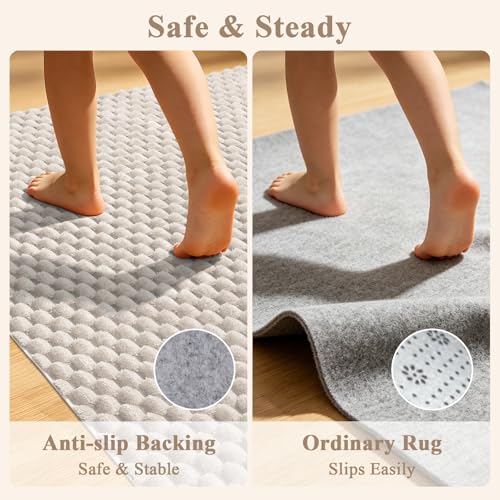 Beige 6x9 Area Rug - Washable Geometric 3D Bubble Bedroom Living Room Decor