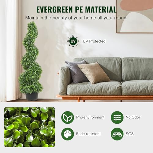 3ft VEVOR Artificial Spiral Topiary Trees - Set of 2 Faux Outdoor Indoor Plants