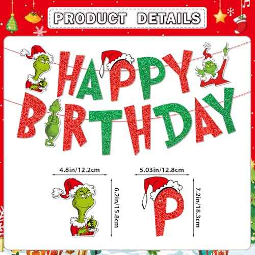 Christmas Birthday Banner - Christmas Birthday Decorations for Whovillie Party
